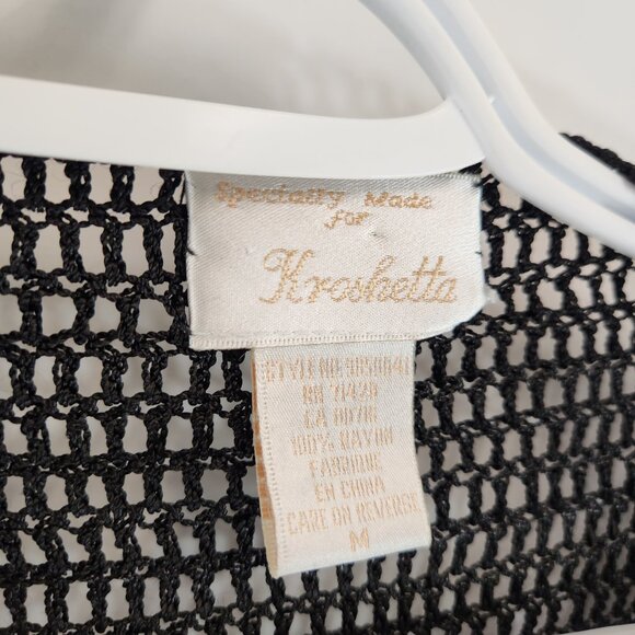 Kroshetta Crocheted Beaded Black Cardigan Y2K Size Medium - Picture 6 of 12